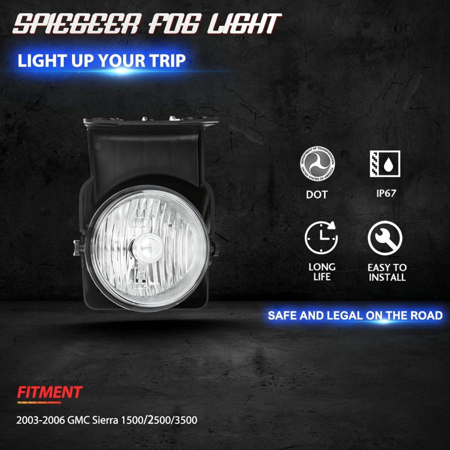 【並行輸入品】SPIEGEER フォグライトランプアセンブリ 2003 2004 2005 2006 GMC シエラ 1500 2500 3500 フの画像