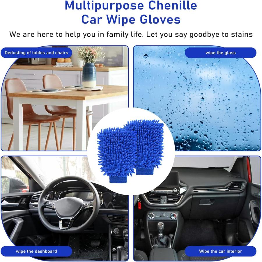 Sibba 2 PCS Wash Cloths Car Cleaning Supplies Microfiber Towels Brush Wheel Detailing Kit Care Mitt Long Handle Sponge Interior Cleaner Drying Scra｜good-face｜07