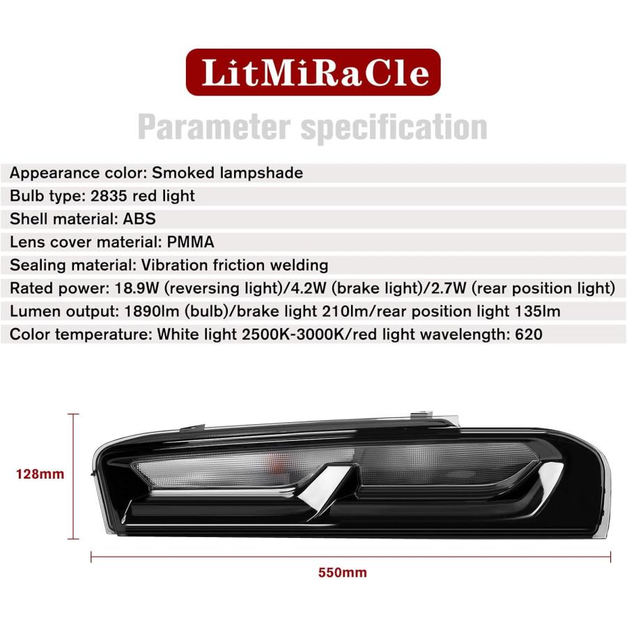 【並行輸入品】LitMiRaCle LEDテールライト リアランプアセンブリ シーケンシャルターンライト ランニングライト ブレーキライト リバースラの画像