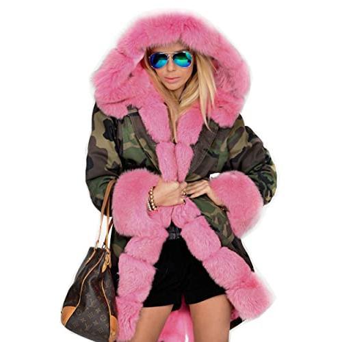 【並行輸入品】Roiii Women Thicken Warm Winter Coat Hood Down Parka Faux Fur Ouの画像