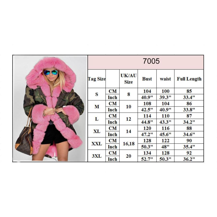 【並行輸入品】Roiii Women Thicken Warm Winter Coat Hood Down Parka Faux Fur Ouの画像