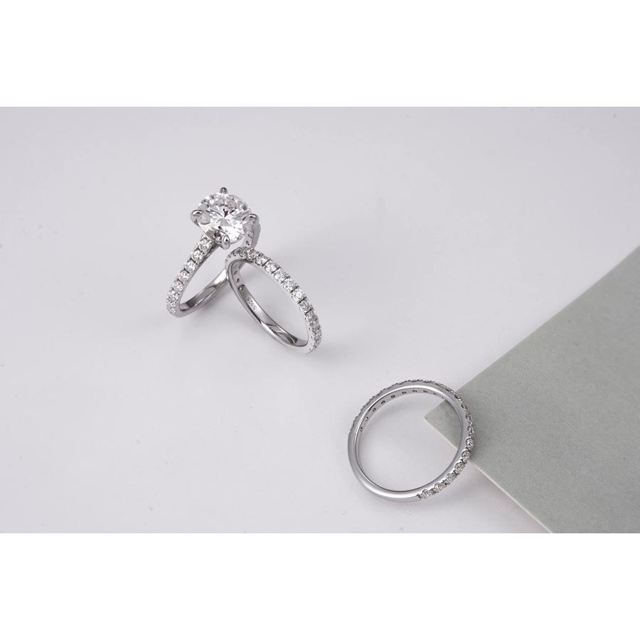 【並行輸入品】Jiostonor モアッサナイト 婚約指輪 合計4.74カラット 3カラット センターウェディングバンド Dカラー VVS1 ラの画像