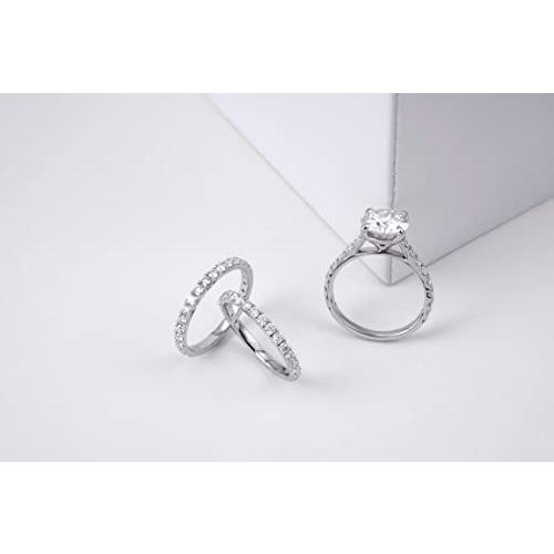 【並行輸入品】Jiostonor モアッサナイト 婚約指輪 合計4.74カラット 3カラット センターウェディングバンド Dカラー VVS1 ラの画像