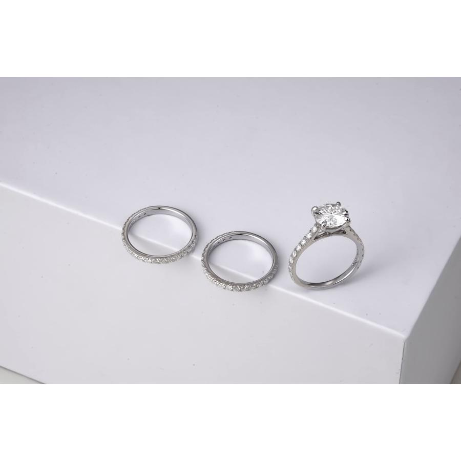 【並行輸入品】Jiostonor モアッサナイト 婚約指輪 合計4.74カラット 3カラット センターウェディングバンド Dカラー VVS1 ラの画像