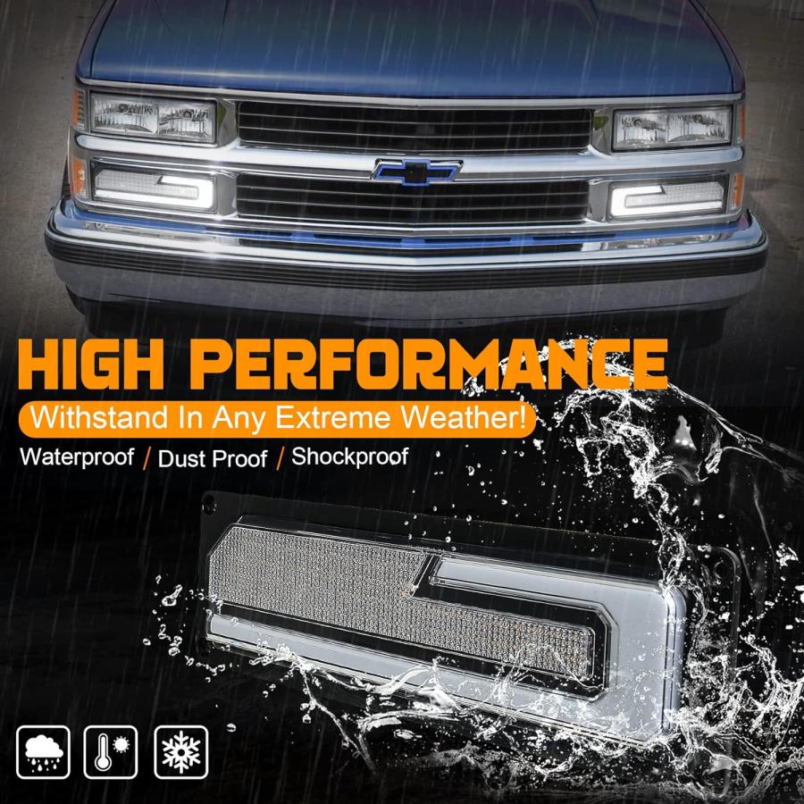 【並行輸入品】POVTOR LEDウィンカー交換用ライト ホワイトDRLウェルカムライト付き 1988-1998 シボレー GMC C/K 1500の画像