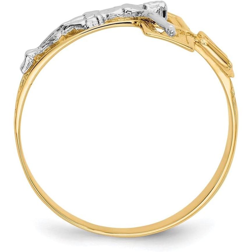 【並行輸入品】Diamond2Deal 10K ツートンゴールド 十字架リング メンズ  金属  宝石なしの画像