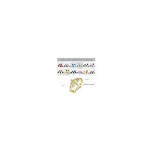 【並行輸入品】10K 14K 18K ソリッドゴールド マザーリング レディース パーソナライズ マザーリング 人工誕生石2個と名前入り ゴールの画像