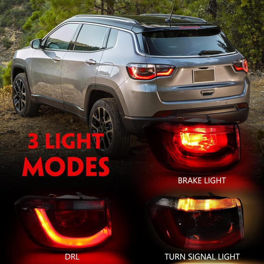 【並行輸入品】Huray 左アウターテールライト 2017-2021 Jeep Compass LHテールライト テールランプ ブレーキランプ アセン_1