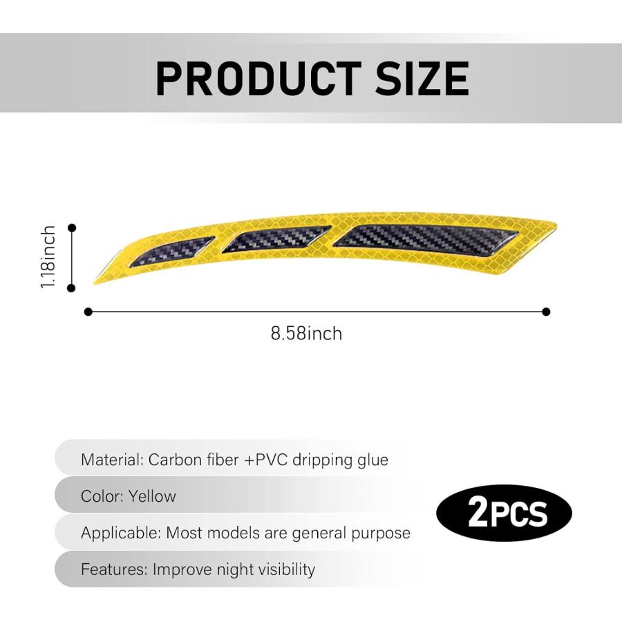 【並行輸入品】Sodcay 2 PCS Car Reflective Stickers Carbon Fiber Anti-Collision ...