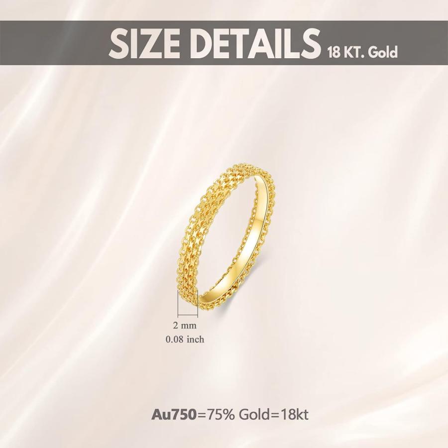 【並行輸入品】18K ソリッドゴールド 結婚指輪 レディース メンズ イエローゴールド ダイヤモンドカット メッシュリンクバンド 結婚記念リング 花嫁の画像