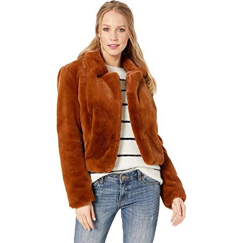 【並行輸入品】[BLANKNYC] Women's Cropped Faux Fur Jacket, Milk Chocolate, Browの画像