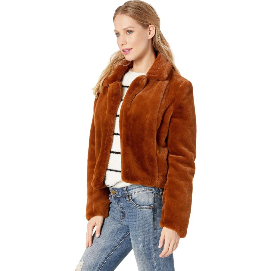 【並行輸入品】[BLANKNYC] Women's Cropped Faux Fur Jacket, Milk Chocolate, Browの画像