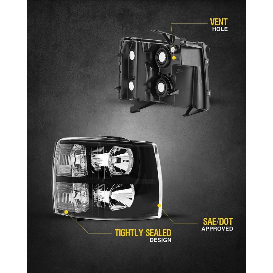 【並行輸入品】KAX ヘッドライトアセンブリ交換用 シルバラード 1500 2007-2013 クリア Reflctor クリアレンズ クロームハウジの画像