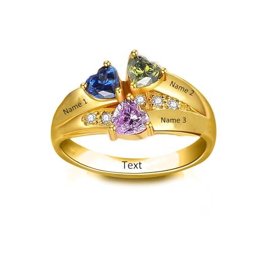 【並行輸入品】MUUYON Solid 10K/14K/18K Gold Mothers Ring 3 Birthstones Real Goの画像