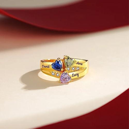 【並行輸入品】MUUYON Solid 10K/14K/18K Gold Mothers Ring 3 Birthstones Real Goの画像