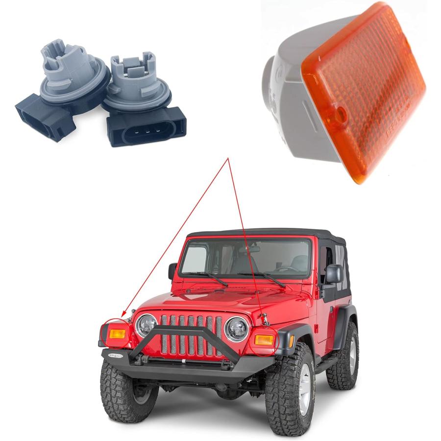 【並行輸入品】Sheisor TJ ウィンカーライトソケット フロントパーキングランプ 電球プラグソケット Jeep 1997-2006 Wrangl_1
