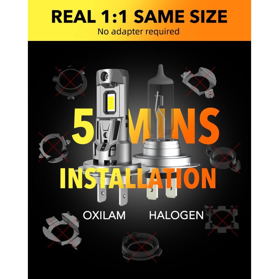 【並行輸入品】OXILAM Newest H7 LED Bulb 18000LM 600% Brighter  6500K Cool White  1の画像