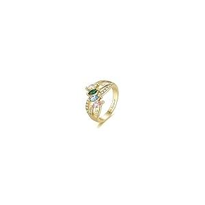 【並行輸入品】10K 14K 18K ソリッドゴールド マザーリング レディース パーソナライズ マザードーターリング 4つの模造誕生石と名前付の画像