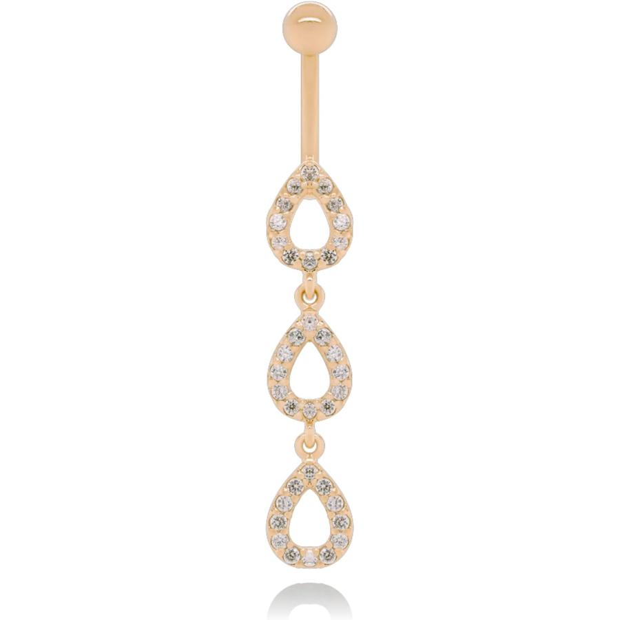 【並行輸入品】CUSHIONBLUE 14K Gold Navel Belly Rings / 14G Teardrop Dangle Belly Bの画像