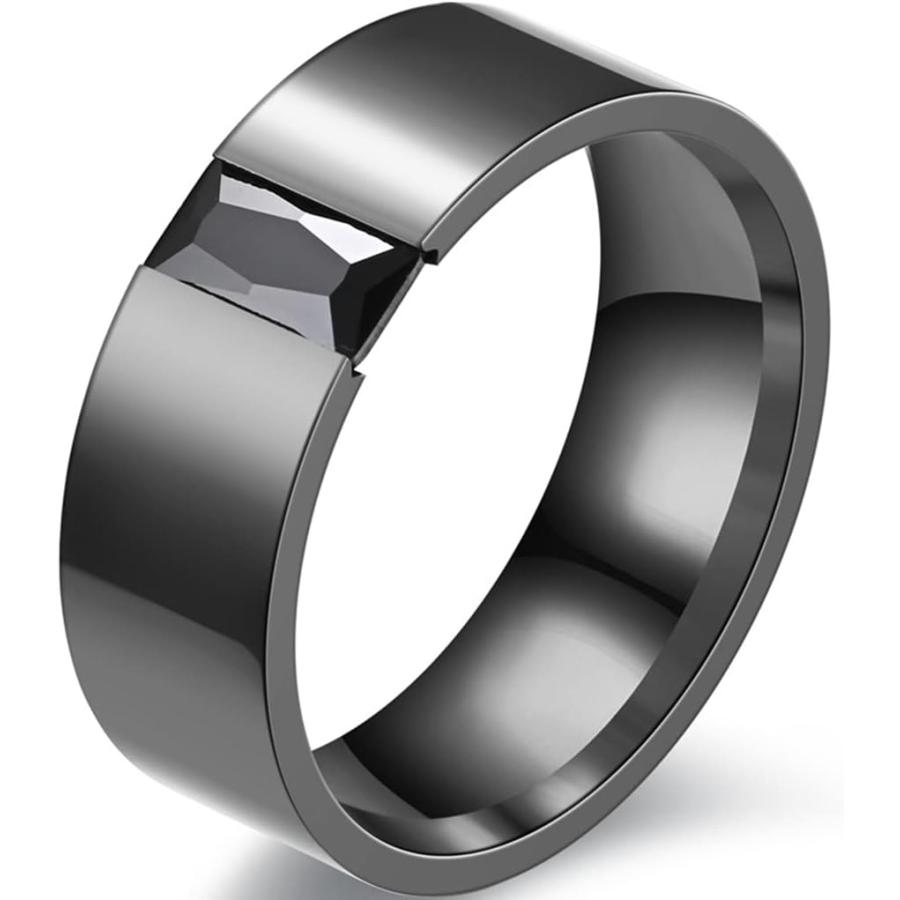 並行輸入品】結婚指輪 8mm ブラックステンレススチール 人工ブラック