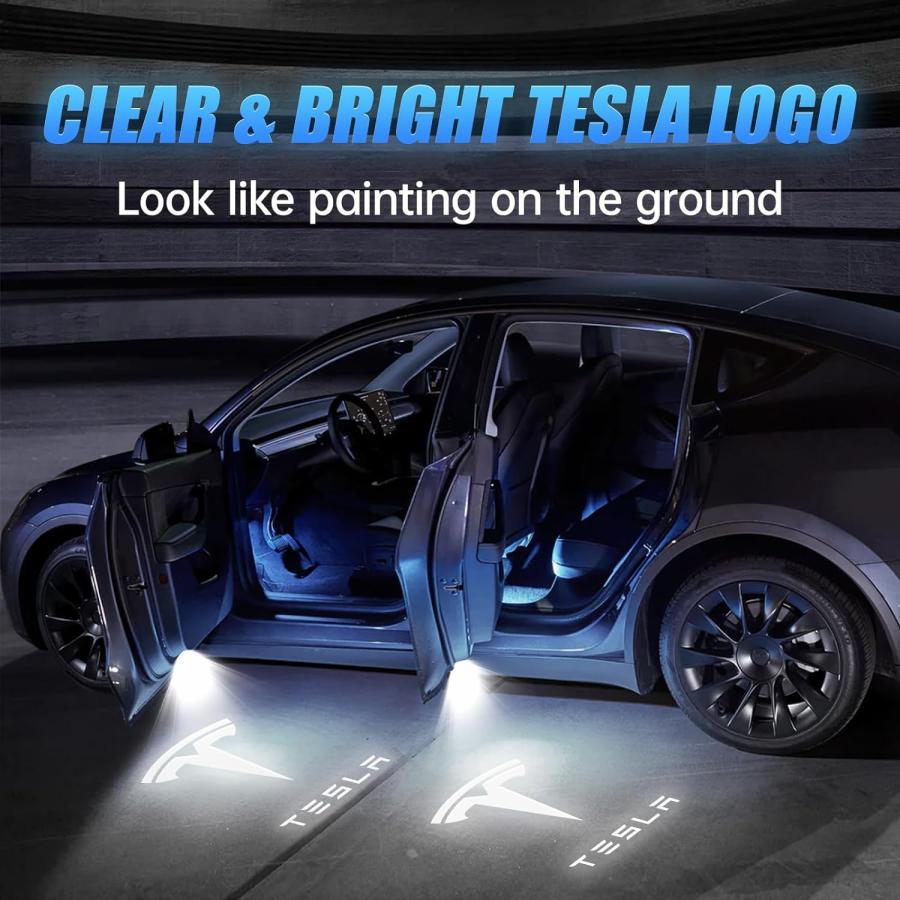 並行輸入品】ドアライトロゴ Tesla Model 3/Y/S/X対応 4個 車のドア