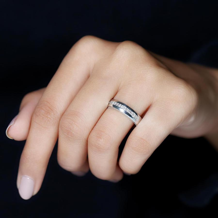 【並行輸入品】Rosec Jewels Certified Moissanite Classic Band Ring for Men | Birthdの画像
