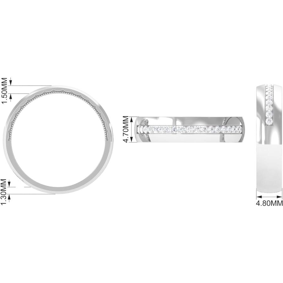 【並行輸入品】Rosec Jewels Certified Moissanite Classic Band Ring for Men | Birthdの画像