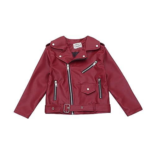 Girls Fashion PU Leather Motorcycle Jacket Children's Outerwear  並行輸入品｜good-face｜02