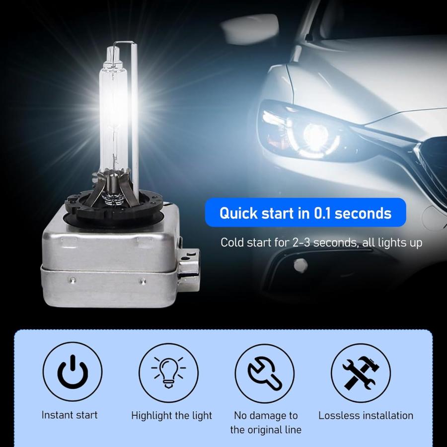 【並行輸入品】Fogfar 車用HIDヘッドライトバルブ 2個 6000K D1S オリジナル交換用ヘッドライト電球 35W 高輝度 車用ユニバーサルの画像
