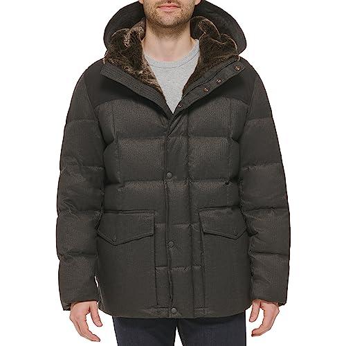 【並行輸入品】Cole Haan Men's Quilted Flannel Packable Down Parka, Charcoal, Lの画像