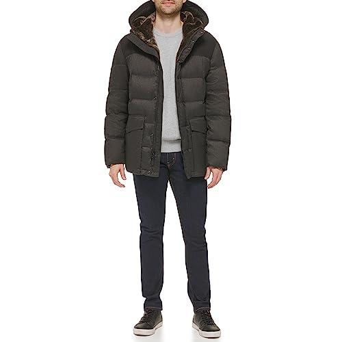 【並行輸入品】Cole Haan Men's Quilted Flannel Packable Down Parka, Charcoal, Lの画像