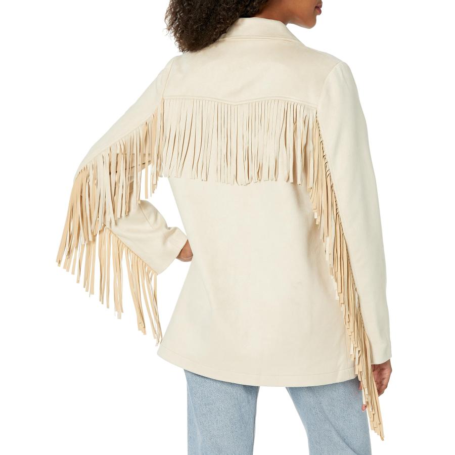 【並行輸入品】Show Me Your Mumu Women's Sierra Fringe Jacket, Cream Faux Suedeの画像