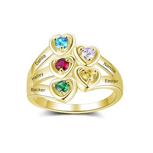 【並行輸入品】FENCCI 10K 14K 18K Solid Gold Personalized Mother Rings for Womeの画像