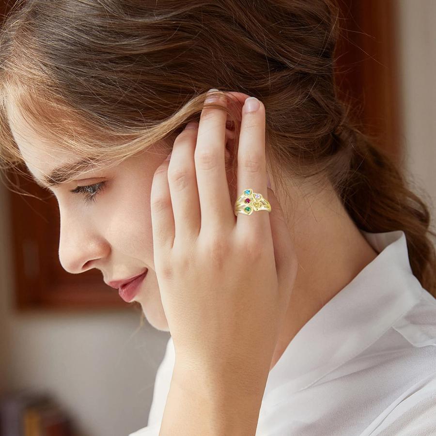 【並行輸入品】FENCCI 10K 14K 18K Solid Gold Personalized Mother Rings for Womeの画像