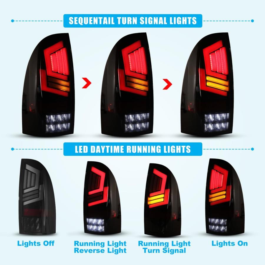 【並行輸入品】CPW LED Tail Light Compatible With 2005-2015 Toyota Tacoma Pickup Seの画像
