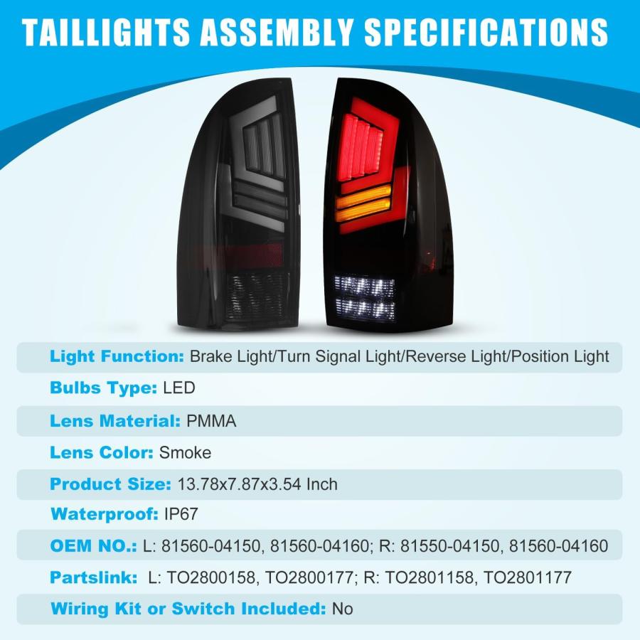 【並行輸入品】CPW LED Tail Light Compatible With 2005-2015 Toyota Tacoma Pickup Seの画像