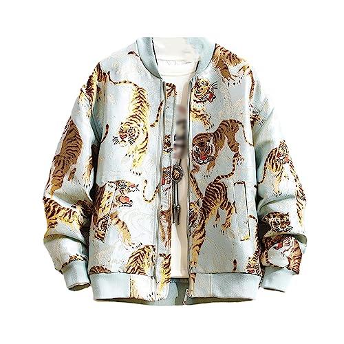 【並行輸入品】Men's Hip Hop Baseball Jacket Coat Embroidered Chinese Style Harの画像