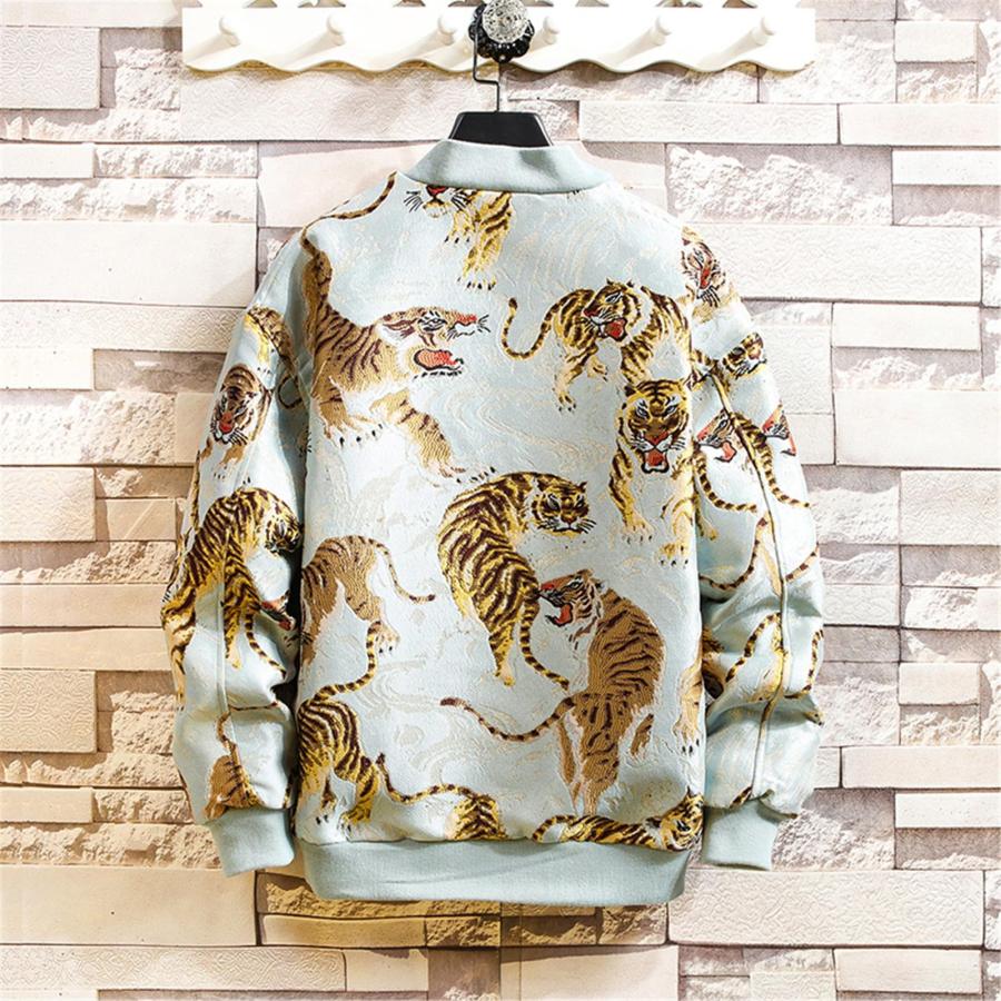 【並行輸入品】Men's Hip Hop Baseball Jacket Coat Embroidered Chinese Style Harの画像