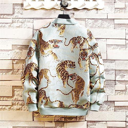 【並行輸入品】Men's Hip Hop Baseball Jacket Coat Embroidered Chinese Style Harの画像