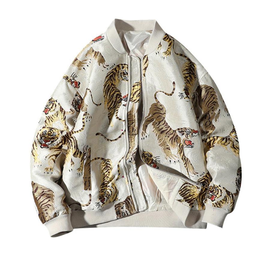 【並行輸入品】Men's Hip Hop Baseball Jacket Coat Embroidered Chinese Style Harの画像