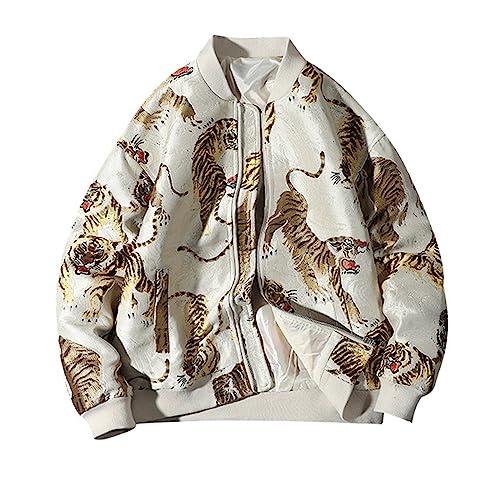 【並行輸入品】Men's Hip Hop Baseball Jacket Coat Embroidered Chinese Style Harの画像