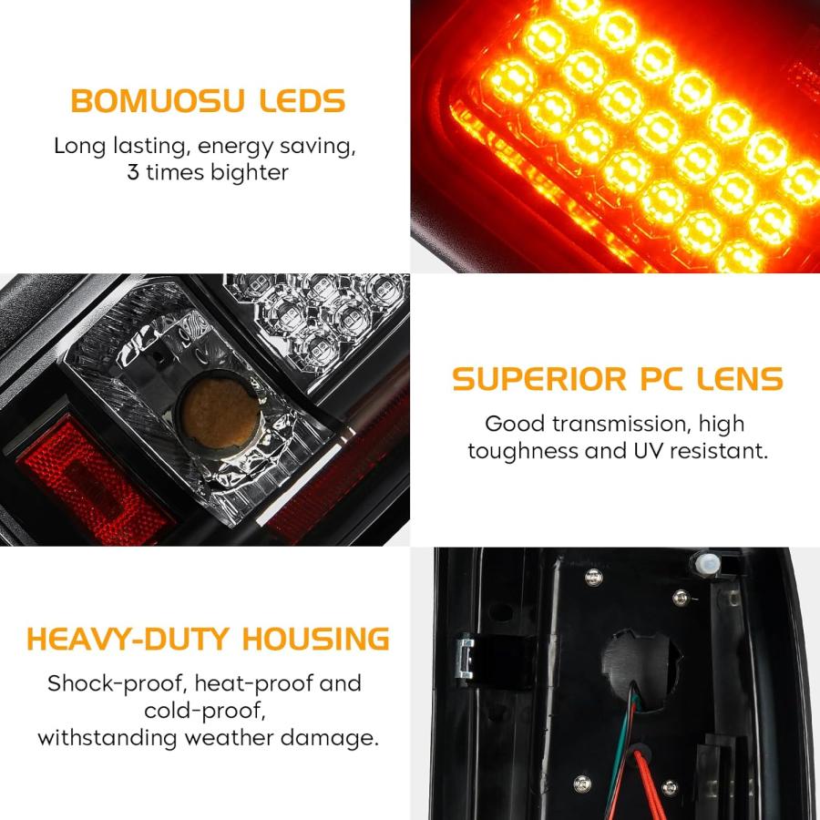 【並行輸入品】Bomusou テールライトアセンブリ + 3番目のブレーキライト [LEDキット] 1994-2001 Dodge Ram 1500の画像