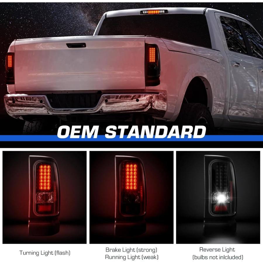 【並行輸入品】Gubebaili LEDテールライト + 3rdブレーキライトキット 1994-2001 Dodge Ram 1500 1994-20の画像