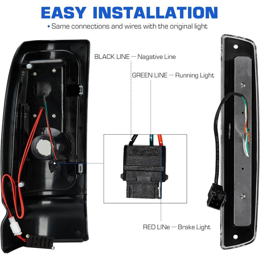 【並行輸入品】Gubebaili LEDテールライト + 3rdブレーキライトキット 1994-2001 Dodge Ram 1500 1994-20の画像