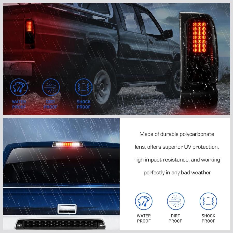 【並行輸入品】Gubebaili LEDテールライト + 3rdブレーキライトキット 1994-2001 Dodge Ram 1500 1994-20の画像