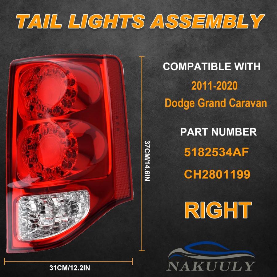 【並行輸入品】Nakuuly Tail Light Compatible With 2011-2020 Dodge Grand Caravan Rigの画像