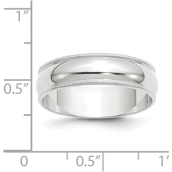 【並行輸入品】Solid 10k White Gold 6mm Milgrain Half Round Wedding Band Size 11の画像