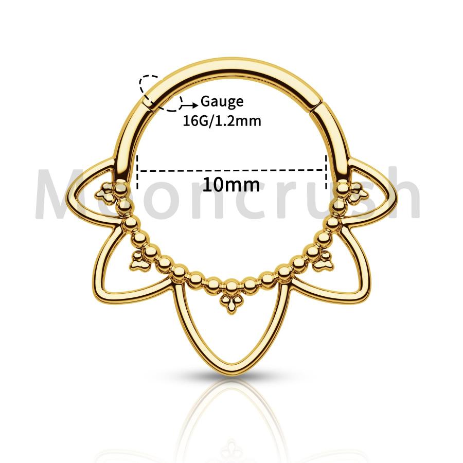 【並行輸入品】Mooncrush Jewelry ミニマリスト フラワー G23 ソリッドチタンセプタムリング 16G セプタムクリッカー サイ_9