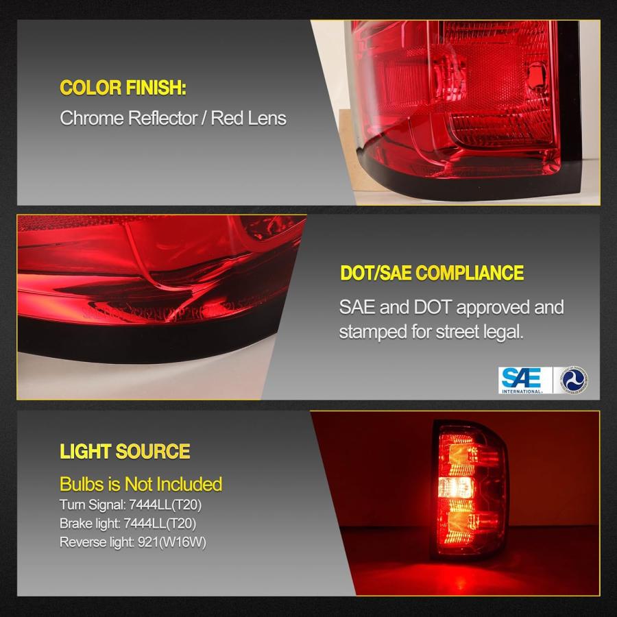 【並行輸入品】AUTOWIKI Taillights for 2014-2018 Chevy Silverado 1500 - Chevy Silveの画像