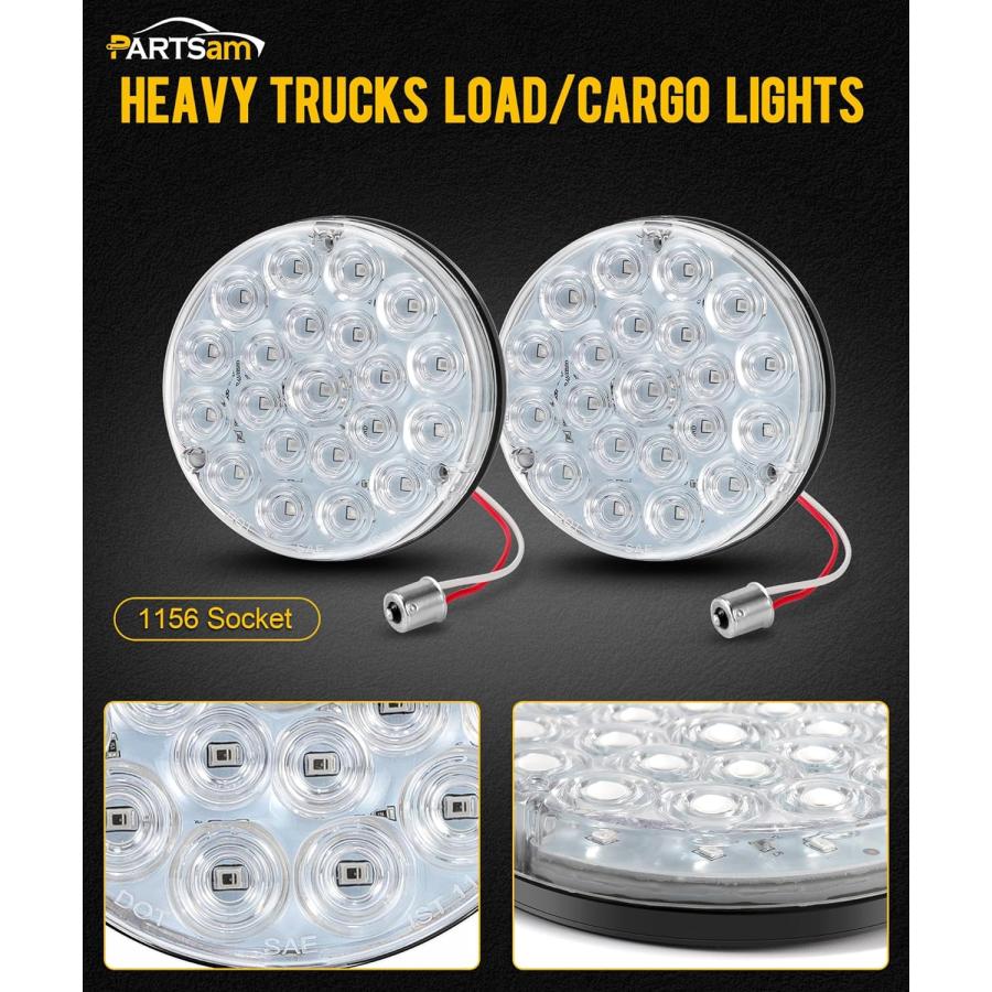 【並行輸入品】Partsam 4インチ ラウンドテールライト 21-2835 LED ブルー 補助ライト カーゴ ロードライト 1156ソケット TPの画像
